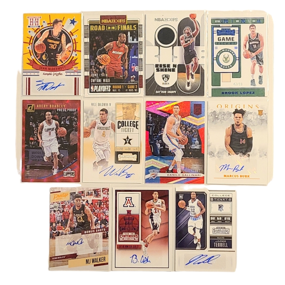 Lot of 11 NBA Autographed/Serial Numbered/Jersey Relic Basketball Cards
